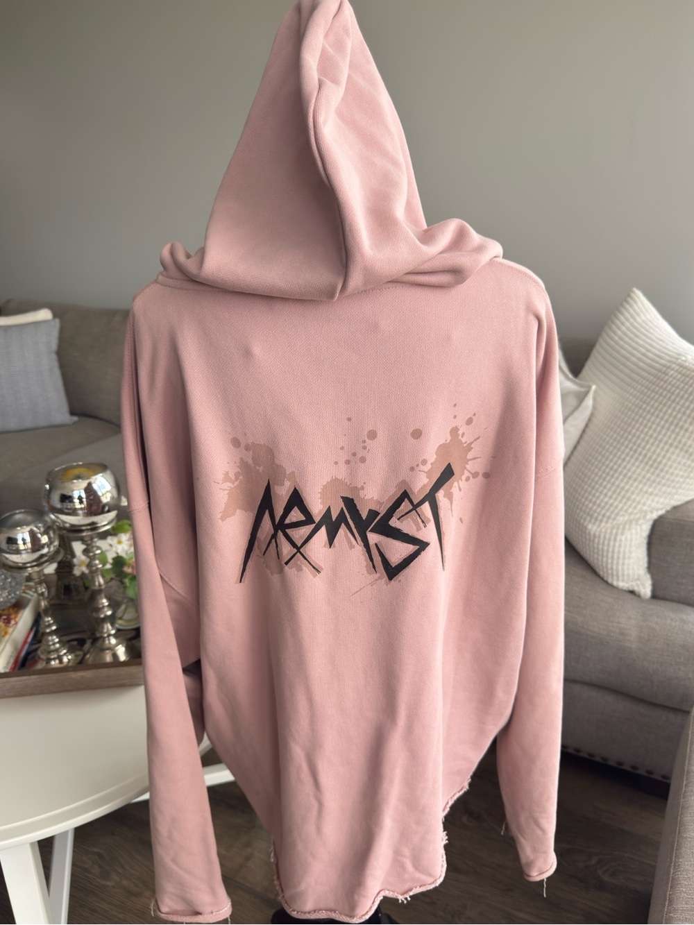 BTS ARMY Women's Dusty Pink Zip Hoodie with Hood and Drawstrings - Picture 9 of 14